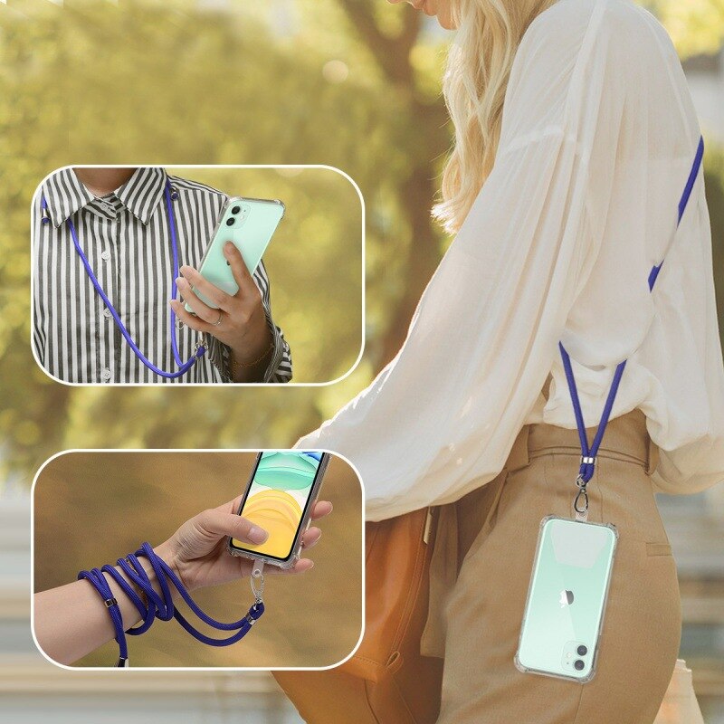 Phone Lanyard Anti Lost Lanyard Strap Universal Adjustable Detachable Colorful Neck Cord Phone Safety Tether Keychain Chain Rope