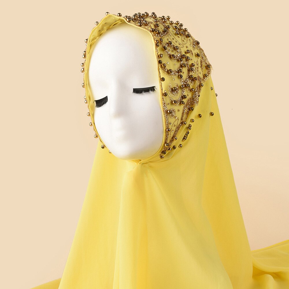 Ramadan Muslimischen Hijab Mit Strass Chiffon Schals Für Frauen Islam Kleidung Kopftücher Mit Stein Schal Damen Schleier: 14