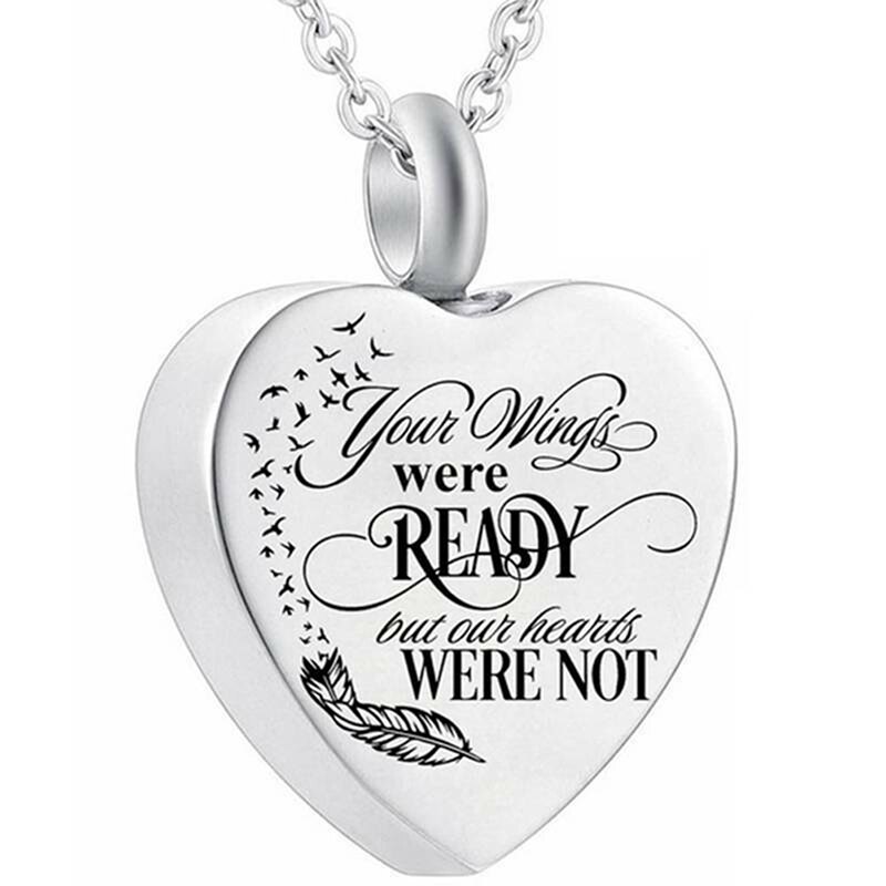 Heart Cremation Necklace for Ashes Jewelry Memorial Pet Urns Heart-shaped Pendant Memory Grandpa Necklaces Bag: Silver Plated