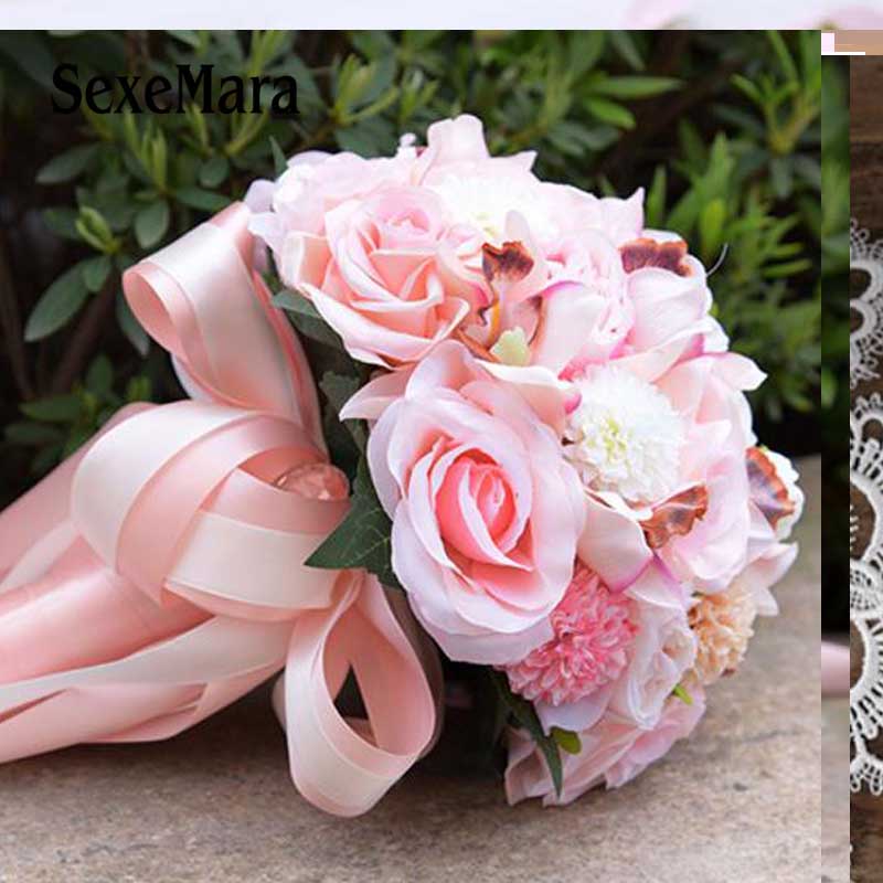 Silk Wedding Bouquet Wedding Flowers Bridal Bouquet Coral Rose and pink hydrangea Wedding Bouquet