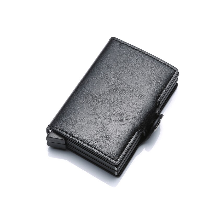 Dienqi Rfid Id Bank Kaarthouder Reizen Portemonnee Case Business Credit Card Holder Aluminium Kaarthouder Metal Purse Creditcardhouder: Black