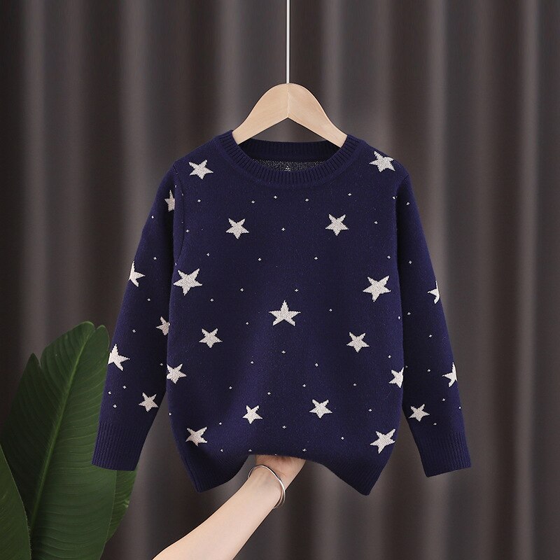 Winter Girls Sweaters Star Sweater Knitwear Children Clothing: MULTI / 10T