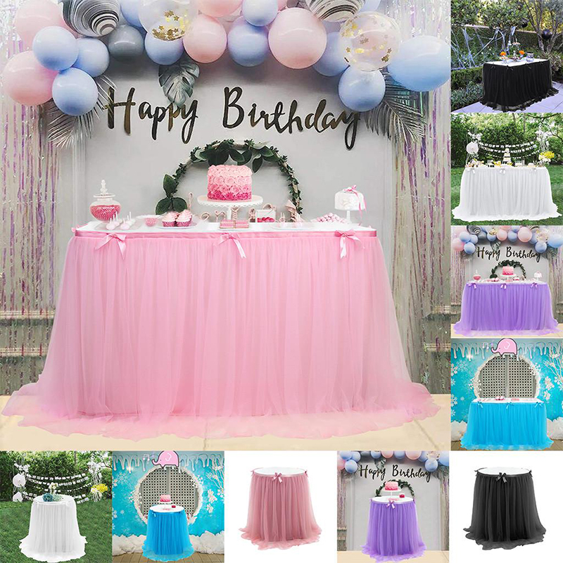 Bryllupsfest tutu tyl bord nederdel bordservice klud baby shower fest hjem indretning bord fodpaneler fødselsdagsfest
