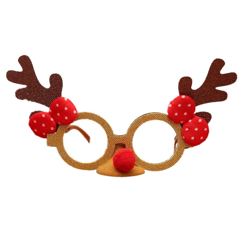 Marco de gafas de Navidad con dibujos animados de renos de Santa Claus adornos para disfraces de Navidad para niños y adultos: E Antlers