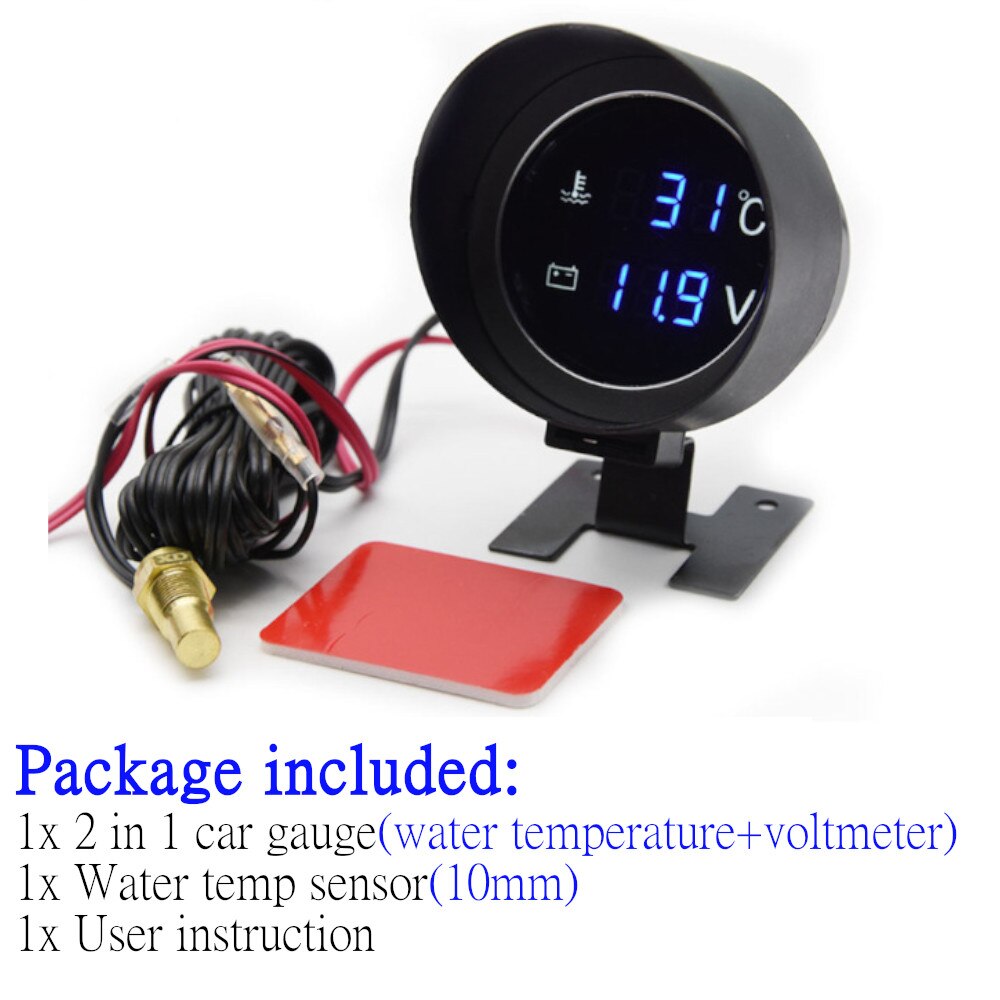 Uniwersalny 2 w 1 wskaźniki samochodowe cyfrowy miernik ciśnienia oleju + miernik temperatury wody z M10 czujnik temperatury pasuje robić 12V/24V samochód ciężarówka: 2 IN 1 Type2