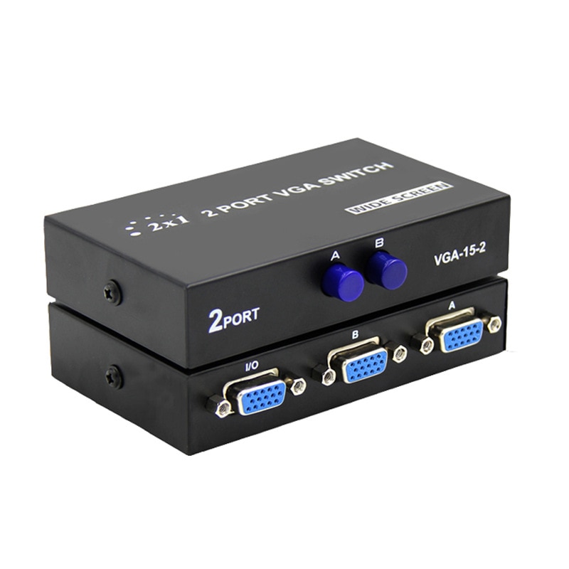 130MHz 1 naar 2 Monitor Switch VGA Video Splitter Converter Adapter Box 2 Port HD 1600X1280 VGA sharing Switch