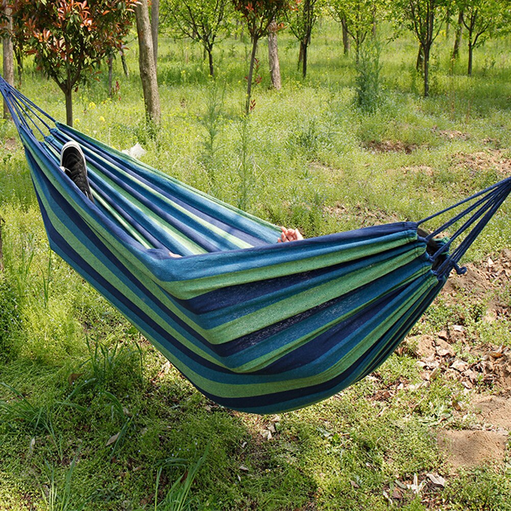 1pc rainbow Outdoor Leisure Portable Hammock canvas Hammocks Ultralight Garden Sports Home Travel Camping Hammock 2.5x1.5m