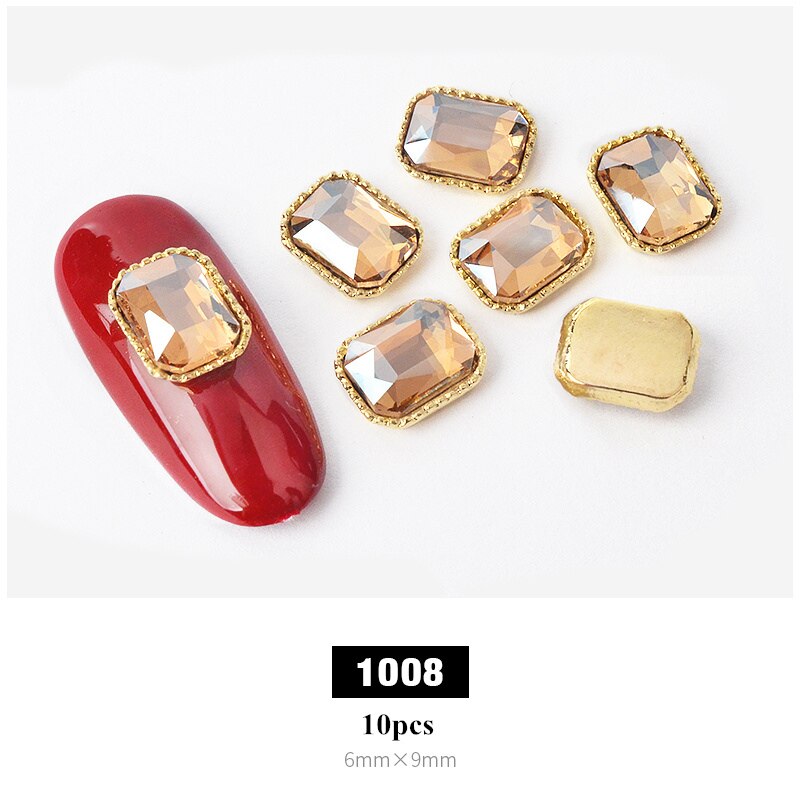 10 pièces breloque alliage Base 3D Nail Art strass décorations à dos plat brillant cristal bijoux diamants manucure accessoires: 1008