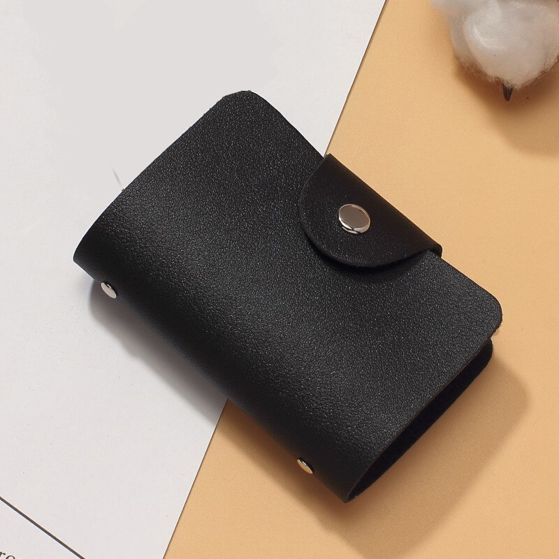 Pu Functie 24 Bits Credit Kaarthouder Effen Kleur Card Case Business Id Card Organizer Draagbare Mannen Vrouwen Portefeuilles Kaarthouder: black