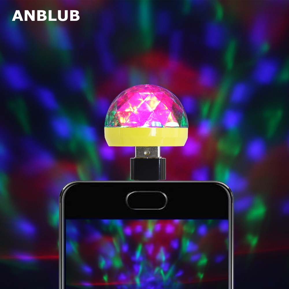 Anblub Usb Stage Light Disco Muziek Magische Bal Lamp Kleurverandering Club Party Home Verlichting Effect Voor Mobiele Telefoon Pc power Bank