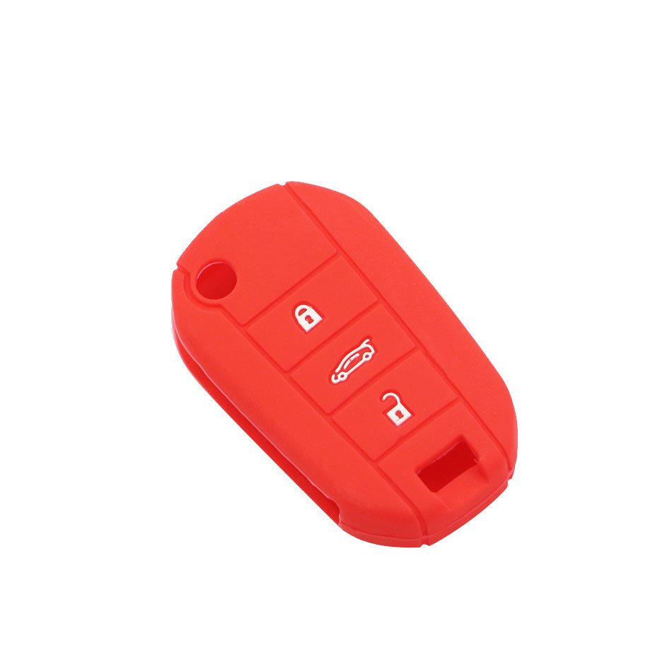 Carmilla 3- knops siliconen autosleutel beschermhoesje voor peugeot accessoires: Rood