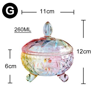 Europese stijl Kleurrijke Glas Snoep tank Kruiden Opbergdoos Suikerpot Glazen Potten En Deksels Opslag Sieraden Doos: G