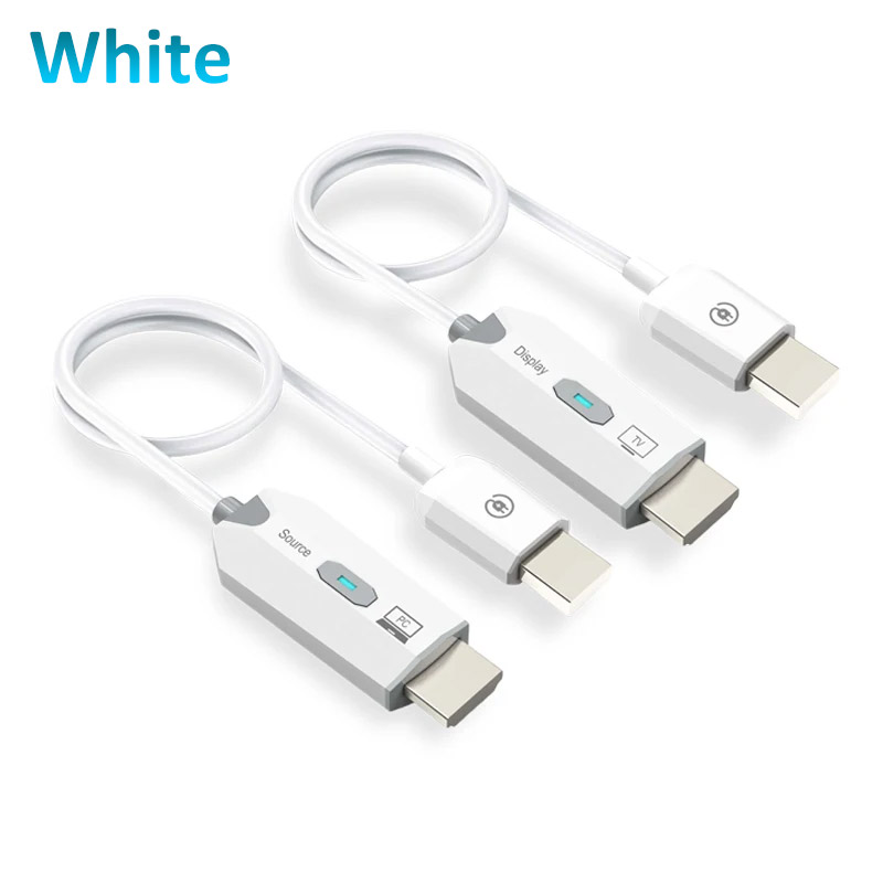 Transmissor de áudio e vídeo 5.8g fio 30m 1080p receptor compatível com hdmi, extensor de tela, dongle para tv box, monitor, projetor e pc.: Branco