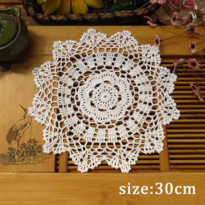 Mantel Individual redondo de algodón de , taza de posavasos, Mantel Individual para mesa de Navidad de cocina, paño de encaje, Crochet, para té y café: Azul