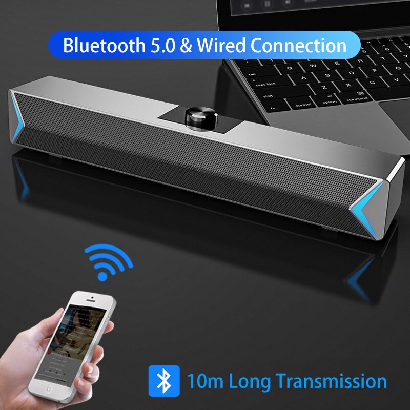 TV Sound Bar AUX USB Wired and Wireless Bluetooth Home Theater FM Radio Surround SoundBar for PC TV Speaker for Computer Phones