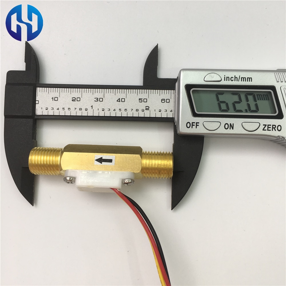 G1/4" BSP Brass Water Flow Sensor Flowmeter Hall copper Flow Sensor Water Control 0.35-3.0L/min 0.8MPa