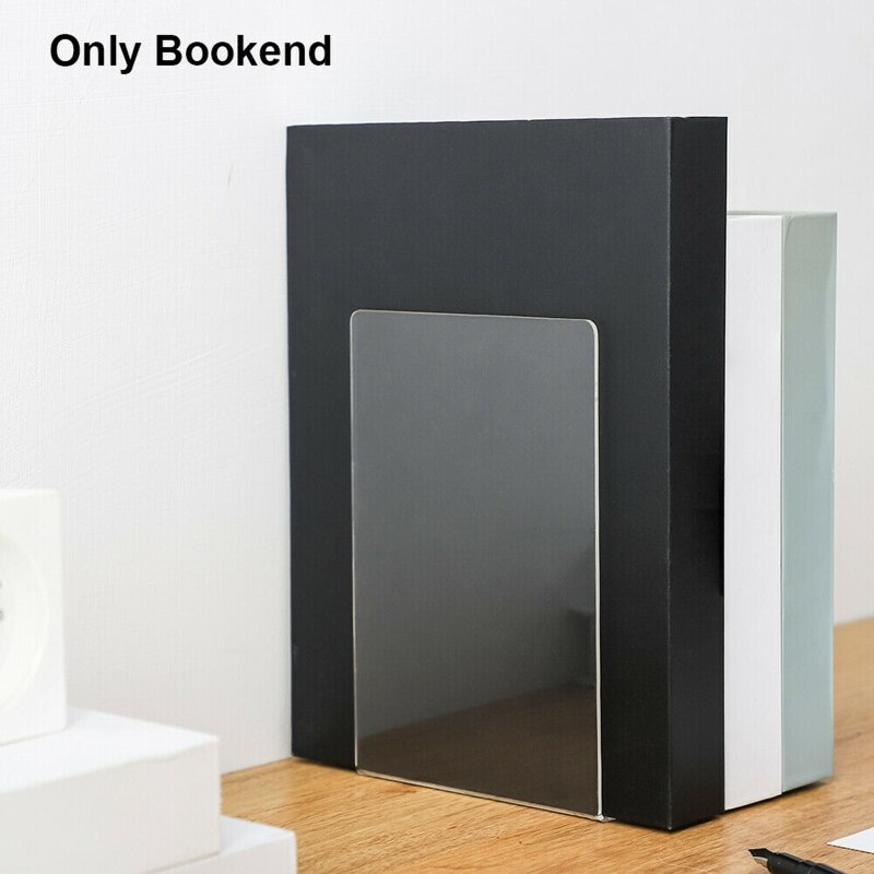 Desktop Organizer Office Stationery Book End Reading L Shape Transparent Acrylic