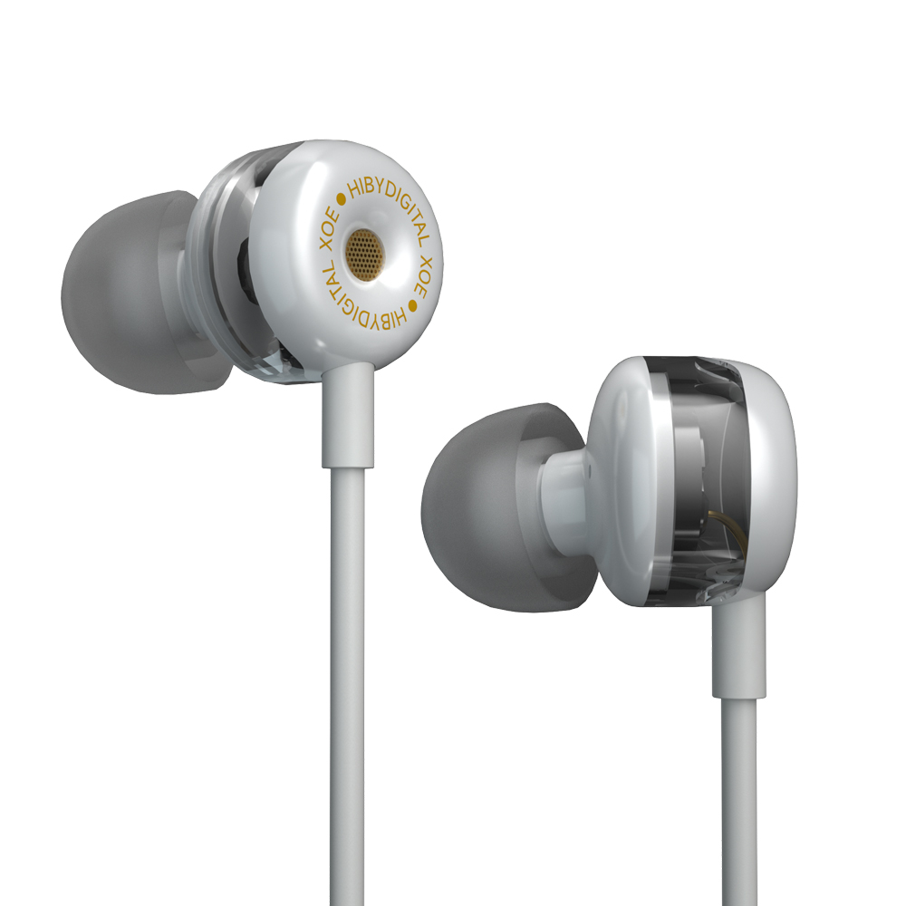 HiBy Digital XOE 8mm DLC Membrana Dynamiczny sterownik HiFi Douszne słuchawki douszne IEM z mikrofonem HD do gier z systemem Android MP3: WHITE