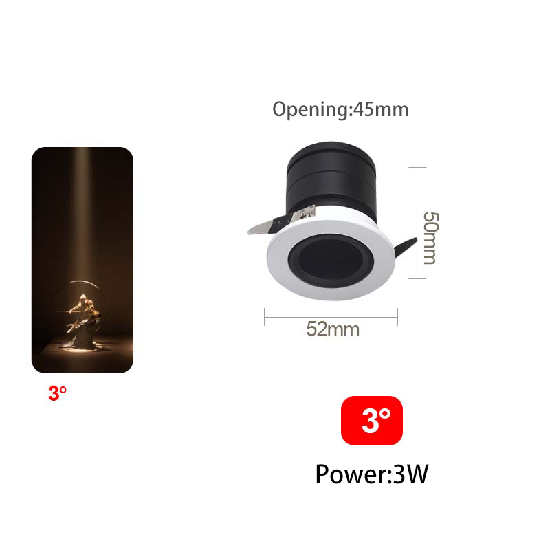Led Spotlight Cabinet Mini Spot Light Small Angle Embedded 3W 3 8 15Degree Atmosphere Museum Display Art Picture Foco Adjustable