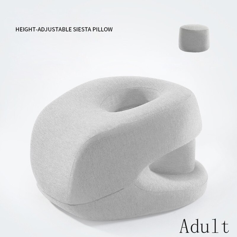 Memory Foam Nap Pillow For Travel Headrest Neck Support Cushions Office Rest Lunch Break Pillow Orthopedic Student Desk Sleeping: Adult gray