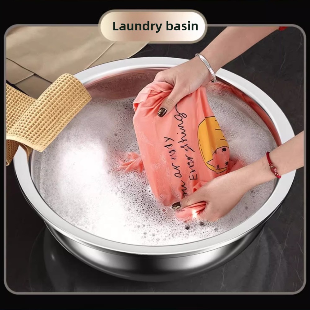 Oversized 36cm Metal Cooking Nesting Salad Bowls Large Capacity Washing Bowl Stainless Steel Mixing Bowl Set for Cooking: green