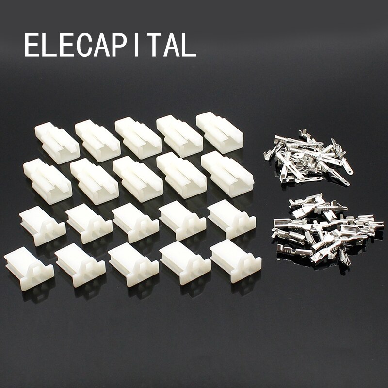 Juego de 20 piezas, Conector de cable eléctrico 2,8 para automoción de 2 pines de 2,8mm, juegos de cables macho y hembra, enchufes de terminal para motocicleta y coche