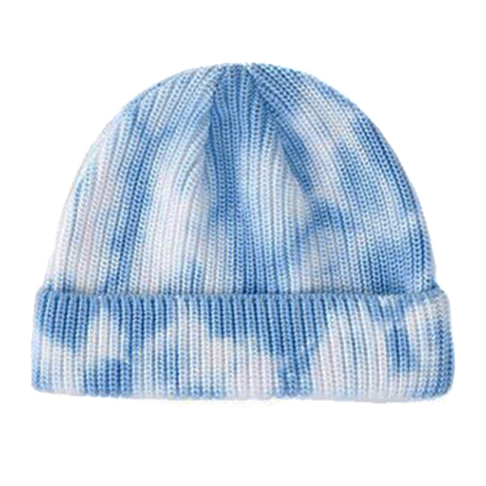 Unisex Paar Tie Dye Print Gebreide Beanie Hat Herfst Winter Dome Warmer Oor Zachte Ski Cap Mannen Streetwear Warm Hoeden a66: Blauw