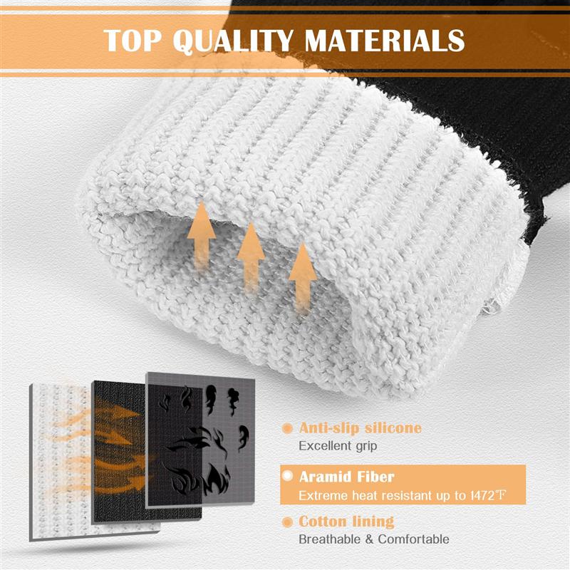 Guante térmico para horno, resistente a menos de 800 ℃, algodón, silicona, protector, guantes para cocinar a la parrilla, accesorios para hornear, 1 par