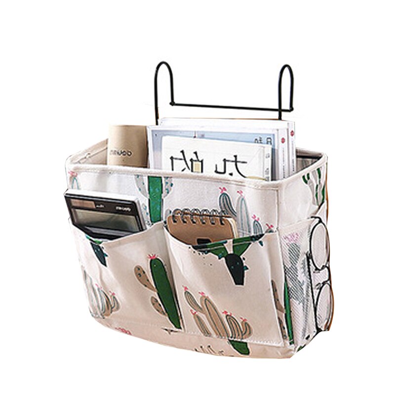 Bedside Hanging Organizer Pocket Storage Bag Wardrobe organizer Canvas Bedroom Bathroom Magazine tote Storage Organizador Pouch: Q
