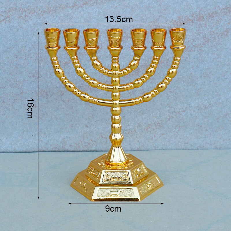 Bougeoirs du christ Menorah à 7 branches, support de lampe doré, temple saint, prière musulmane, chandelier, articles religieux, maison: 193-Middle