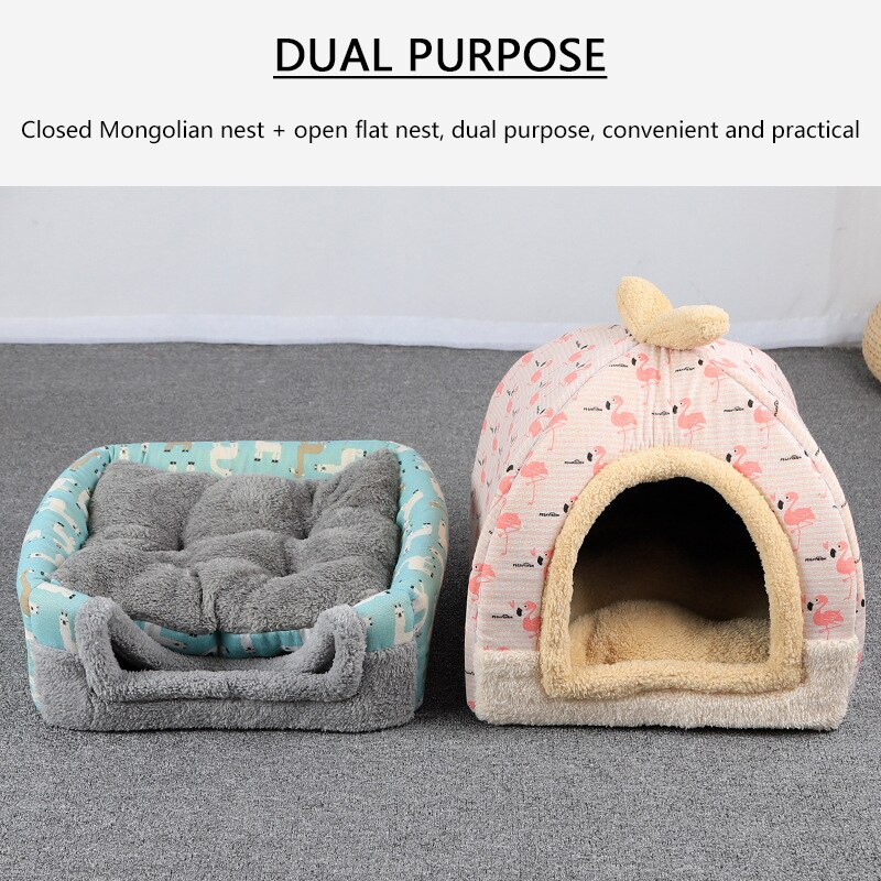 Closed Dog Beds for Small Dogs Accessoires Dual Use Plush Bed Cushions Queen Puppy Accessories So Pets Coop for Dog Flannel