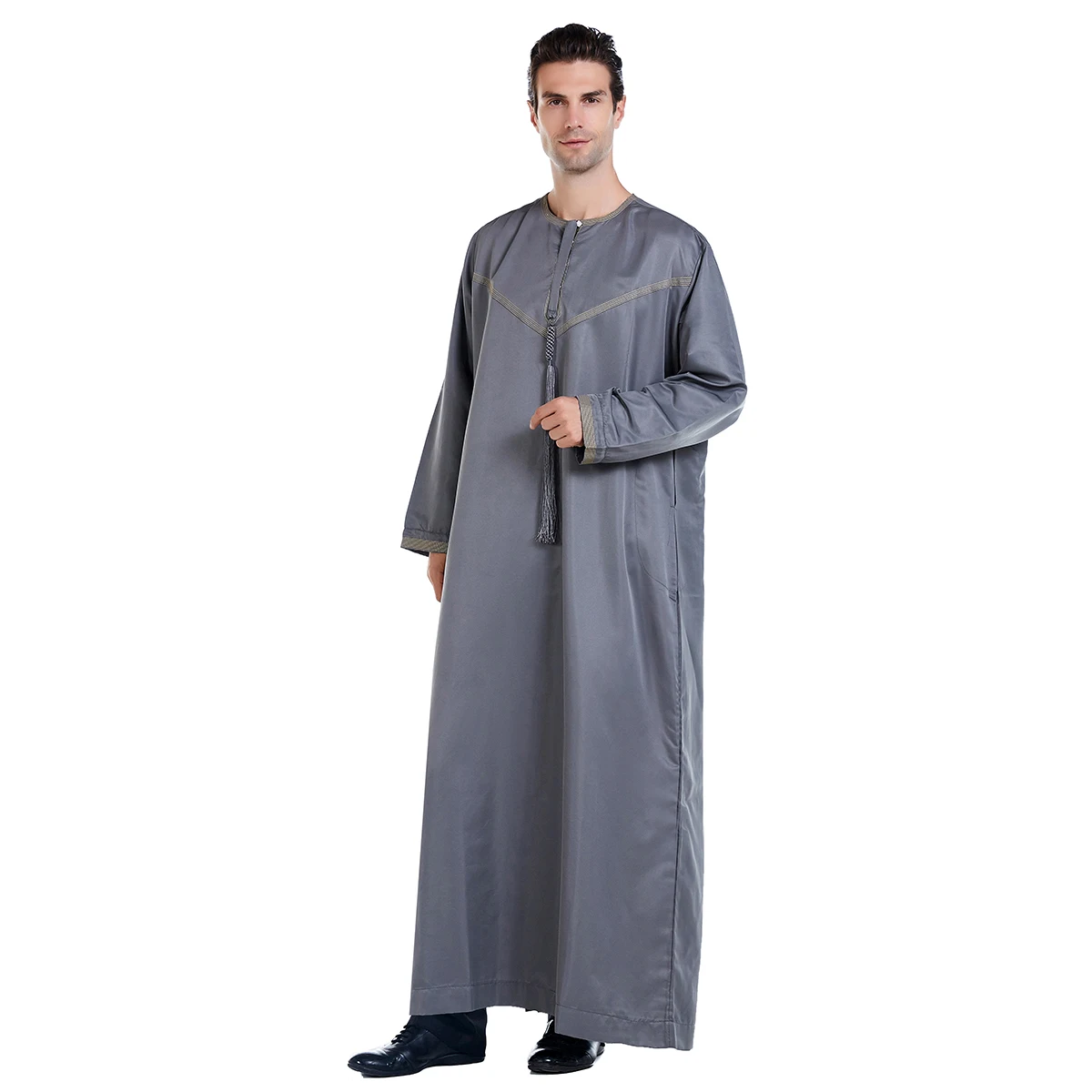 Saudi Arabische gewaad mannen moslim jurk kwastje Abaya Dubai Kaftan islamitische kleding Eid Djellaba Ramadan Jubba Thobe Daffah Dishdasha