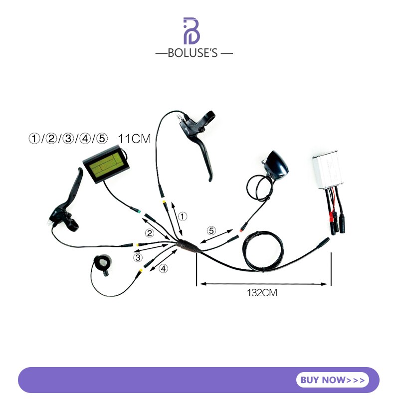 Juliet 1TO4 1TO5 Cable 1TO4 8Pin 1TO5 9Pin Waterproof Cables Connect The Throttle For EBike Conversion Kit