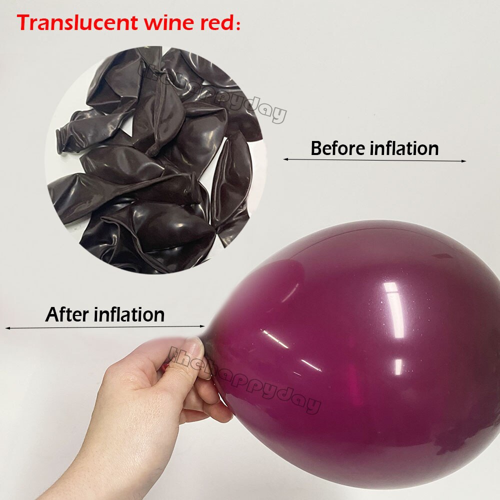 Kit de guirnalda de globos de color rojo vino borgoña, 144 piezas, rosa roja translúcida, arco de globos cromado, decoración para de cumpleaños y boda