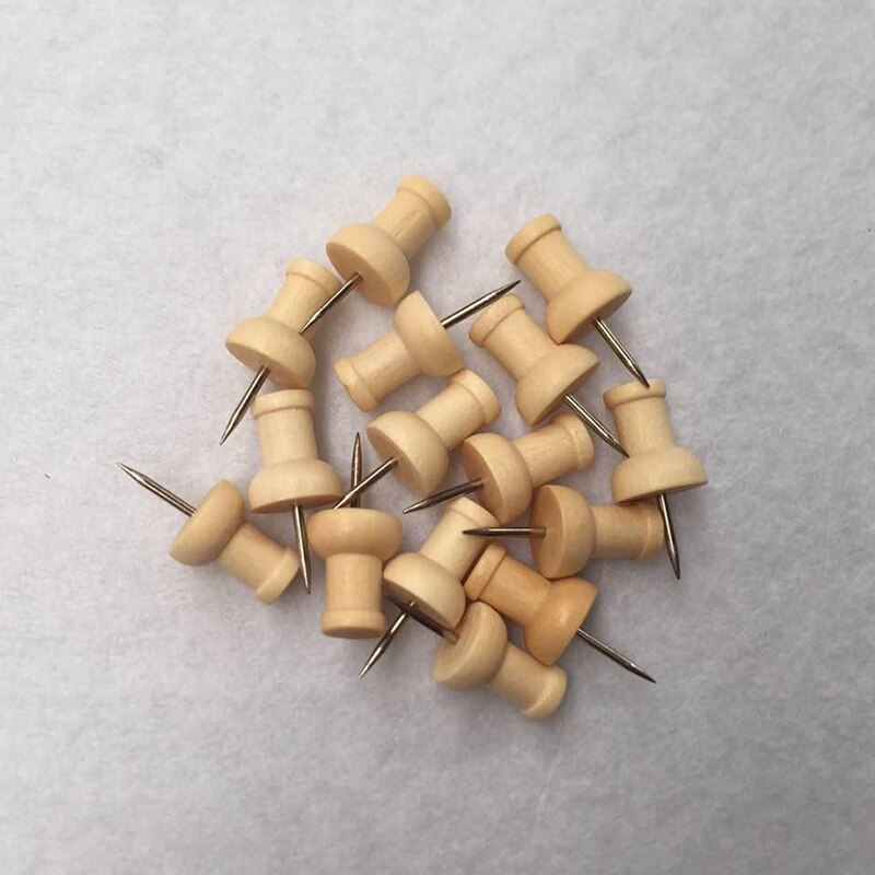 80pcs H-Shape Wood Decorative Push Pins, Wood Head and Steel Needle Point Thumb Tacks for Photos, Maps and Cork Board