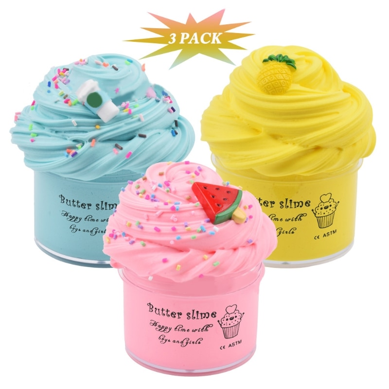 3 Pack Schleim Bausätze Party Super Weiche dehnbar und Nicht Klebrig DIY Butter Schleim Spielzeug für freundlicher