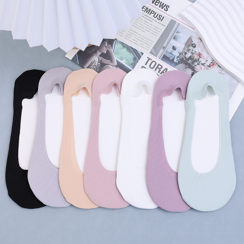 1/5Pairs Women Invisible Socks Summer Ladies Silicone Antiskid Ice Silk Seamless Breathable Cool Ankle Boat Socks