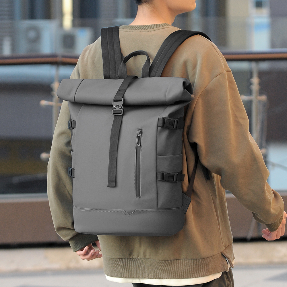 Wodoodporny, trwały plecak na zewnątrz Roll Top Fashion Casual Backpack for Hiking Travel Men Women Daily Commute