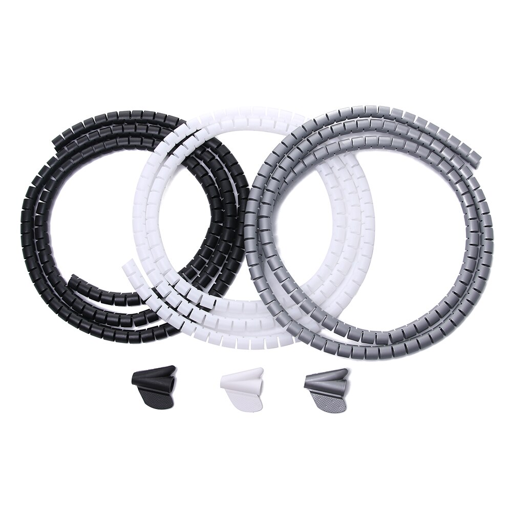 Computer kabelholder organizer længde fleksibel spiral tube organizer wire management ledning beskyttelse kabel winder wrap klip