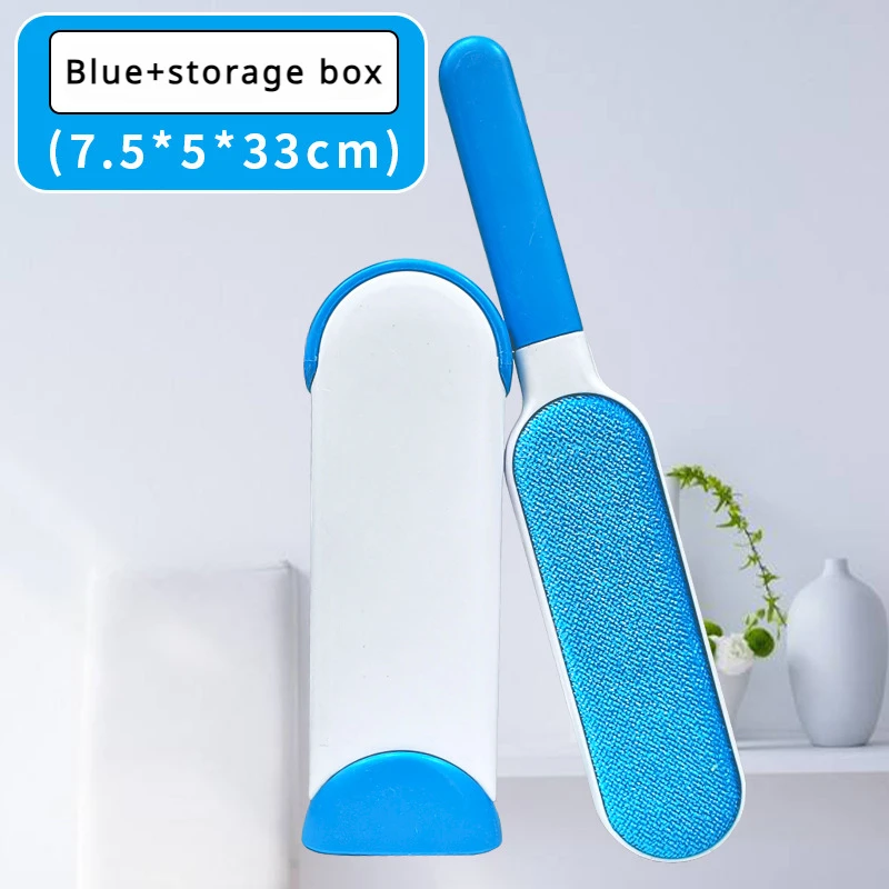 Magic Clothes Lint Remover Reusable Pet Cat Hair Fur Roller Brush Reusable Static Dusting Cleaning Brushes Manual Cleaner Tool: Blue