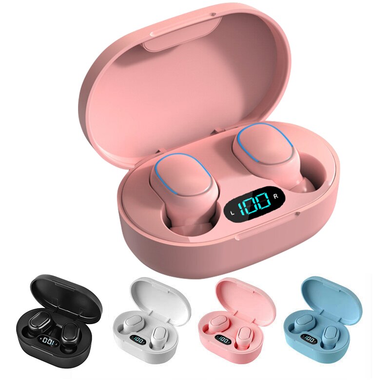 Auriculares bluetooth con forma de corazón para niña, audífonos femeninos con bluetooth, binaurales, semi-in-ear, inalámbricos, con compartimento de carga, color rosa, negro, blanco y azul, touc