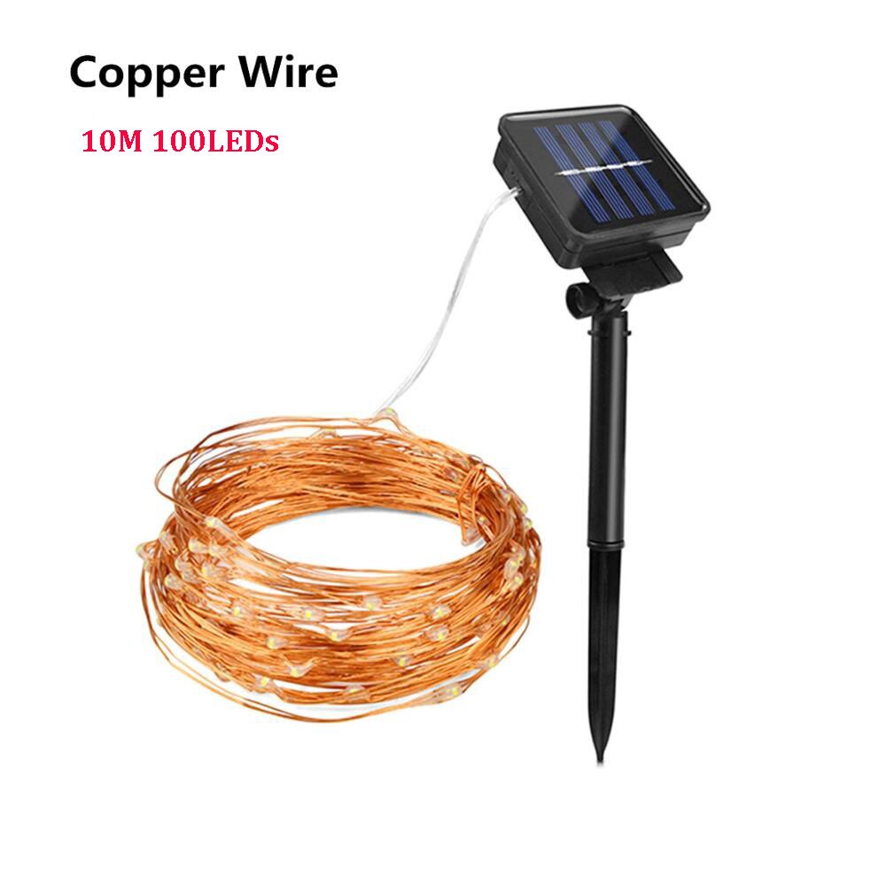 Zonne-energie Wandlamp Outdoor Verlichting Led Fairy String Lights Straat Lamp Zonlicht Buiten Balkon Tuin Licht Decoratie: 10M Copper Wire / White