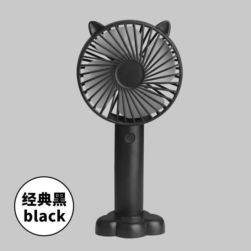 Fabriek Directe Clip Custom Hand-Held Draagbare Cartoon Base Fan Mini Stijl Usb Hand Elektrische Ventilator: black-2