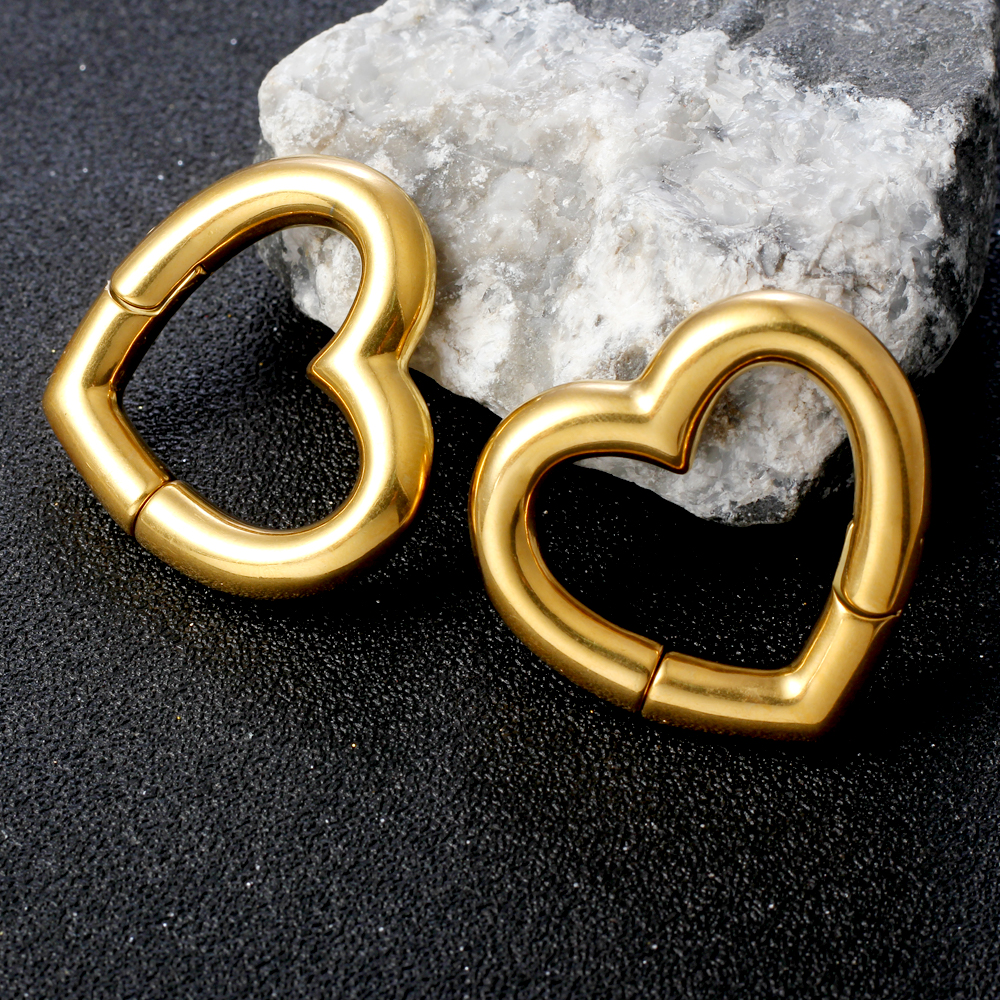Twolobes 2 uds corazón 316 medidores de acero inoxidable túneles para lóbulo estirado pesas para oreja perchas Piercing joyería del cuerpo: Color dorado
