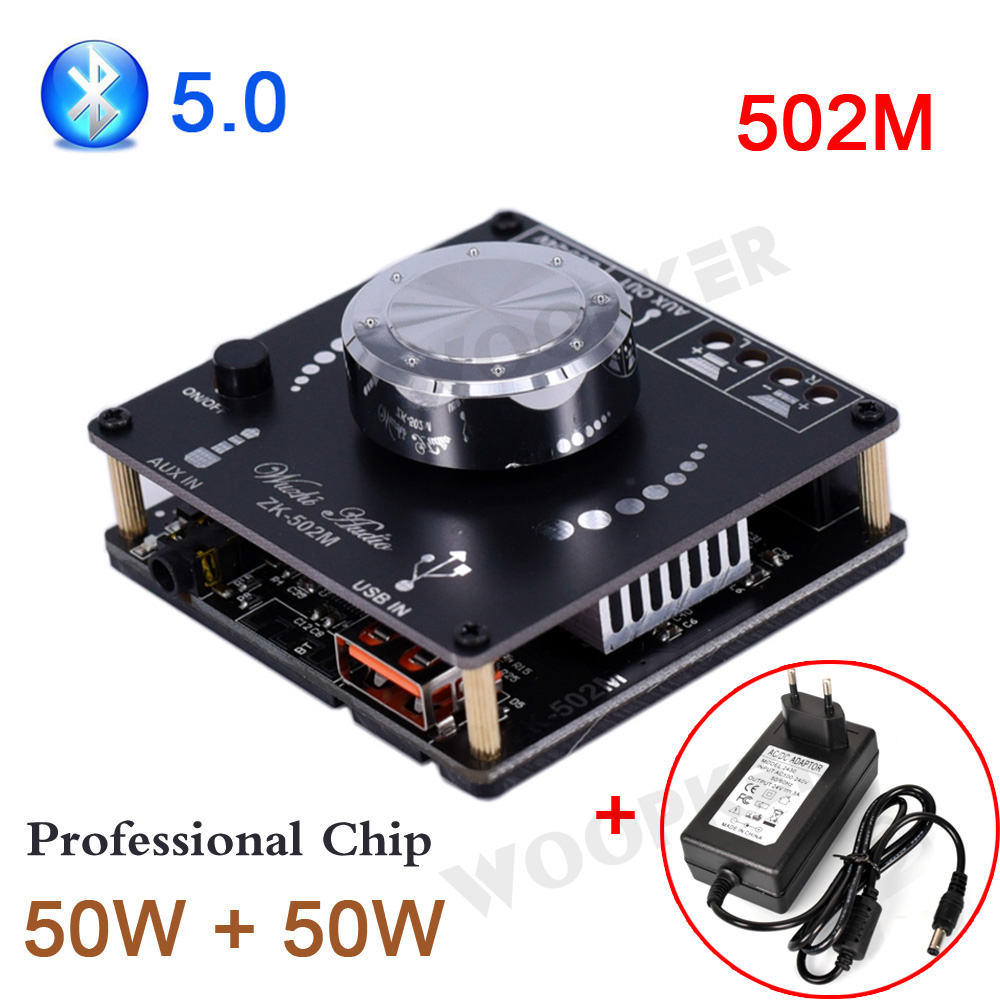 Bluetooth 5.0 TPA3116D2 cyfrowy płyta wzmacniacza Audio zasilania wzmacniacz Stereo kino domowe AUX 502H 1002M 502M 100 wx2 50 wx2: Czerwony