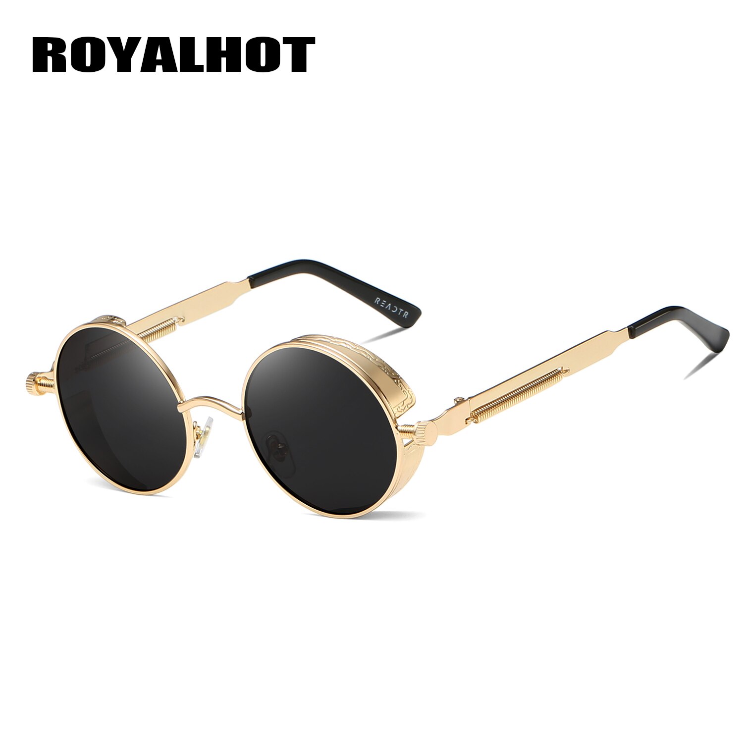 RoyalHot Mannen Vrouwen Gepolariseerde Aloy Ronde Retro Frame Zonnebril Rijden Zonnebril Shades Óculos masculino Mannelijke p1008: Gold