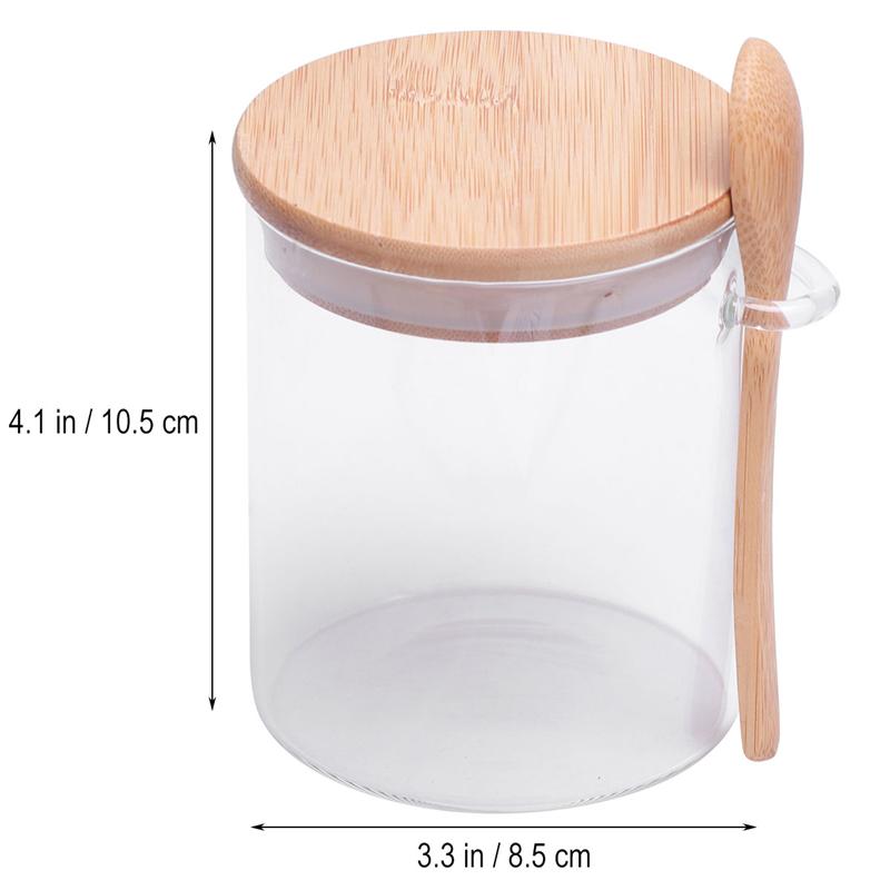 420ml klar glasburk med lock och sked förseglad behållare förvaringsbehållare för lös te kaffebönsocker salt