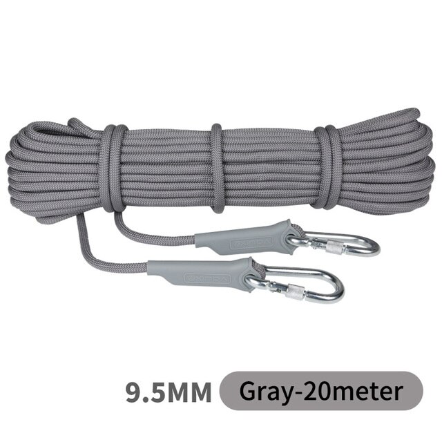 20m Outdoor Klettern Seil 12mm Hohe Festigkeit Klettern Sicherheit Seil Camping Wandern Notfall Überleben Kit: 9.5mm-20meter-Gray