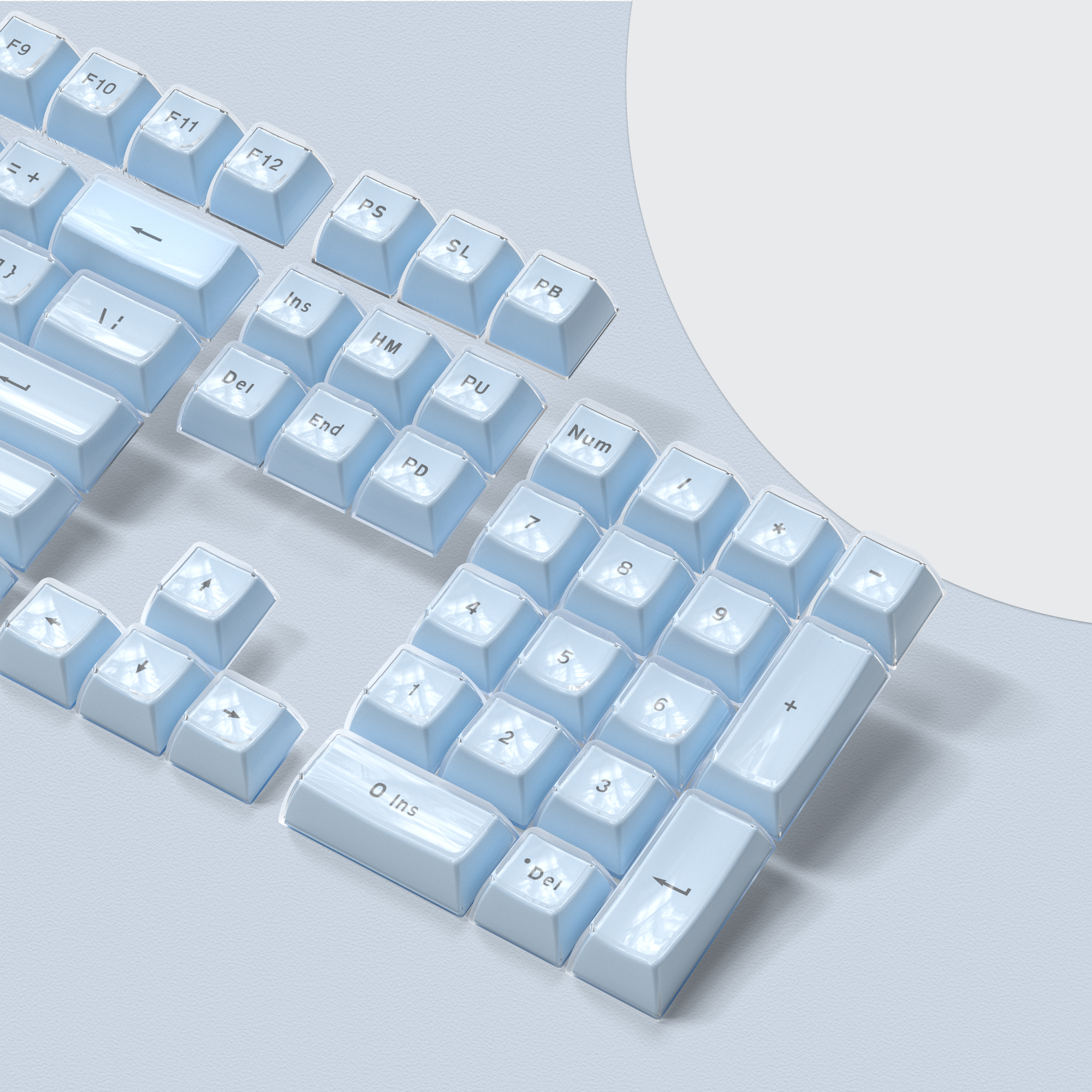 113 tasti blu gelatina superiore Stampa Profilo OEM Keycap Cristallo di ghiaccio Traslucido chiave cap per ciliegia MX 61 68 104 Tastiera meccanica