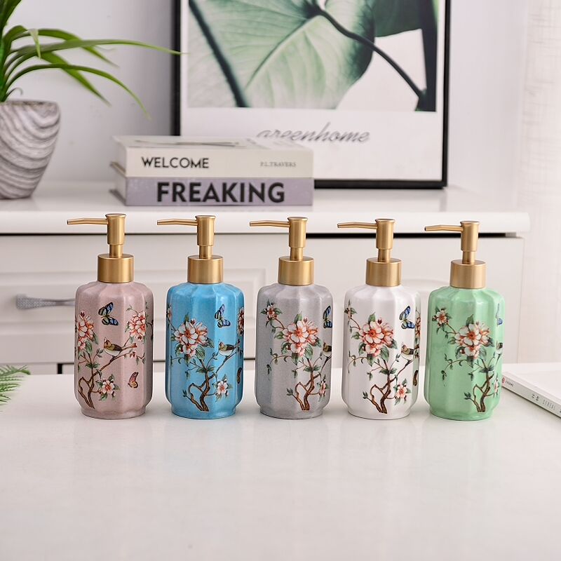 Newyearnew 1 stuk keramische handwasfles vloeibare emulsie zeepdispenser retro badkamerdecoratie accessoires